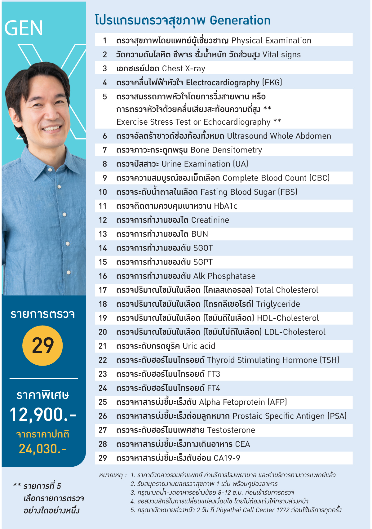 โปรแกรมตรวจสุขภาพ GEN X ผู้ชาย